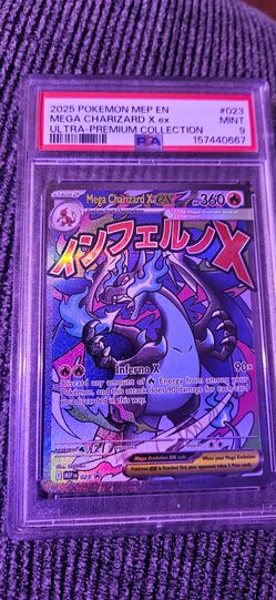 2025 pokemon mep en mega charizard x ex ultra-premium collection #023 psa 9