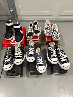 Youth Vans, Nike, Converse Chuck Taylor shoe lot