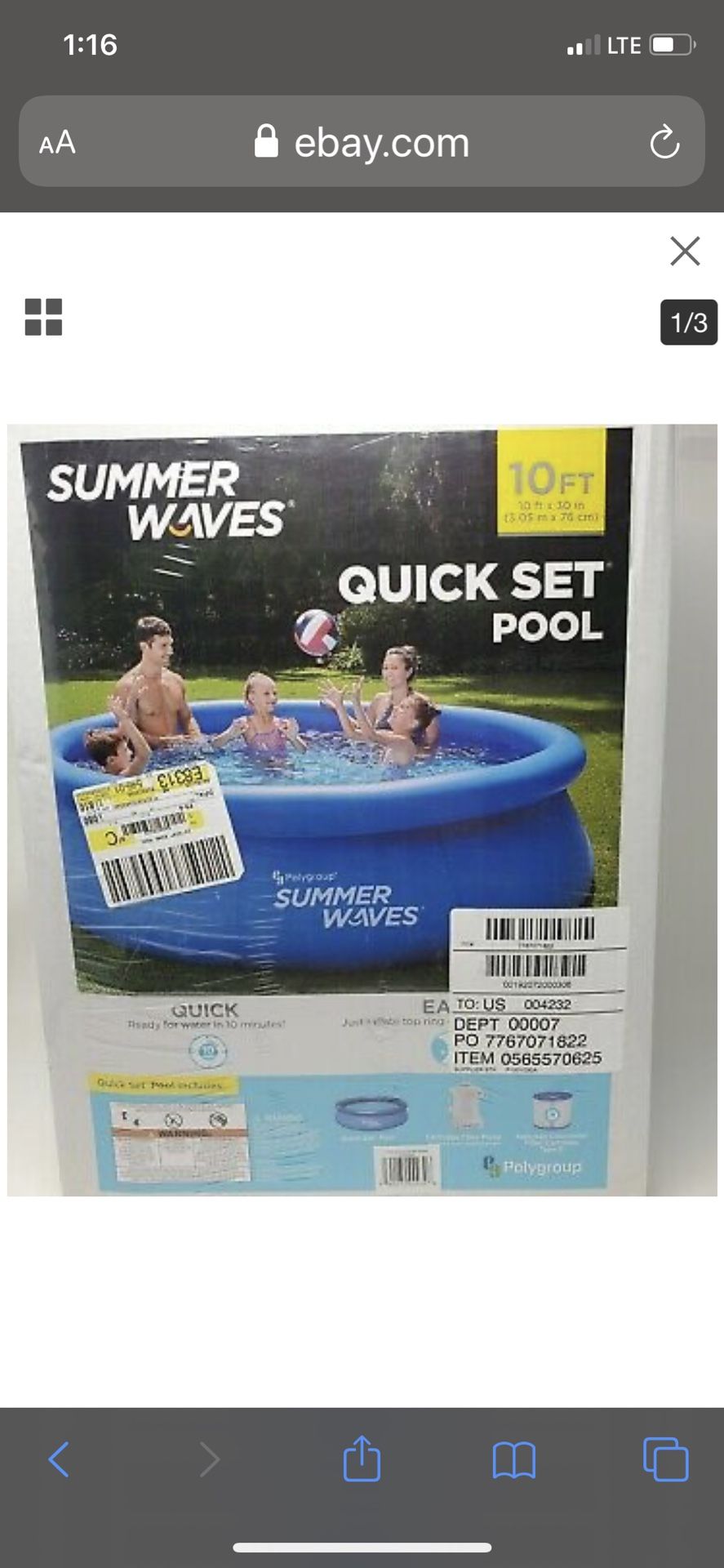 Summer Waves Swimming Pool 10x30 Brand New