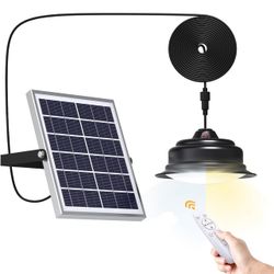 Solar Lights Indoor Outdoor Dual Color Switchable Solar Shed Light with Remote Control Lighting Brightness & Timing Adjustable Solar Powered Pendant L