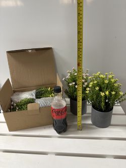 Artificial Potted Flowers - 46 Pieces, Plastic (New)