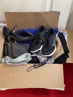 BOXES AVAILABLE  Ready-to-go packages contain 2 pairs of shoes, 3 bags, and clothing for women, , . Sizes SzL, XL excellent condition some new