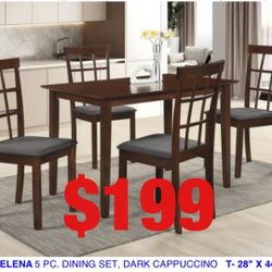 5 piece dining set. Assembly required. Assembly not included. Tax included. Free local delivery.