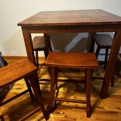 Wood Table With Stools