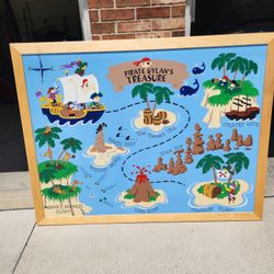 Hand Painted Dylan Pirate Scene, Framed