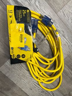 25-ft 12 / 3 Heavy Duty 3 Prong Yellow Outdoor Extension Power Cord