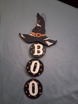 Halloween BOO Witch Hat Hanging Sign