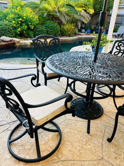 Cast Aluminum Patio Dining Set with Chairs