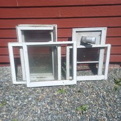 Old Windows- Wood, Aluminum and Steel $100