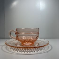 Pink Glass Cup & Saucer