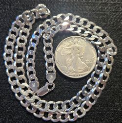 Silver Curb Chain  22"