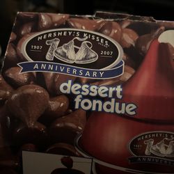 Hershey's Kisses Red Candy Chocolate Dessert Fondue Set Ceramic Warmer Pot