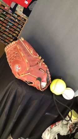 Vintage leather Rawlings softball glove size 14”