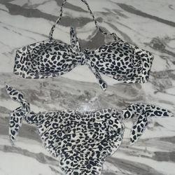 Colombian Bikini Two Piece Shakira Inspo Blue Cheetah Bathing Suit