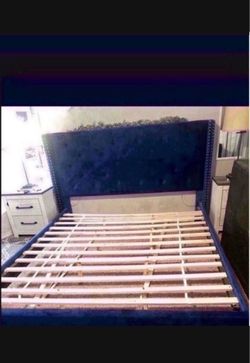 King Bed  Frame$ 400 from US furniture color Blue obo