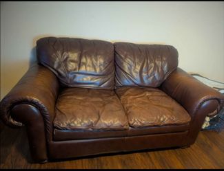 Brown Leather Loveseat