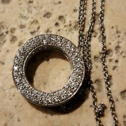 925 Silver Circle Stone Necklace