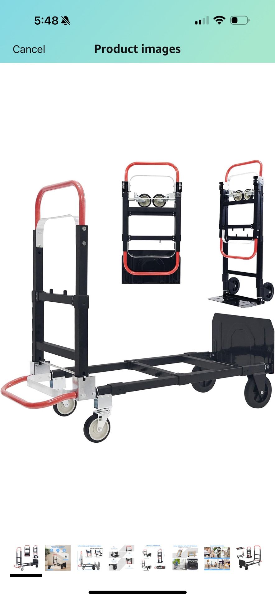 in 1 Convertible Hand Truck, Folding Hand Dolly Cart with Retractable Handle, 600LBS Heavy Duty Aluminum Hand Truck Dolly for Luggage, Shopping, Home,