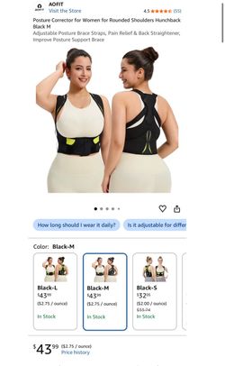 Posture Corrector for Women for Rounded Shoulders Hunchback Black M