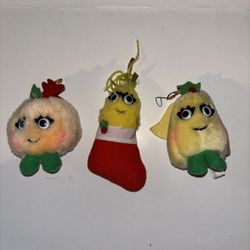 Vintage Del Monte  Yumkins Plush 4” Ornaments 