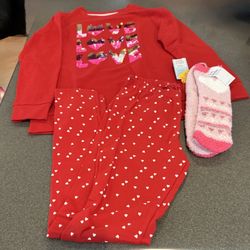 Adorable New Girls Cat & Jack Valentines 💘 Outfit & Cozy Socks Size 10/12