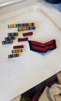 Vintage  Military Stripes Rank Bars And Patch