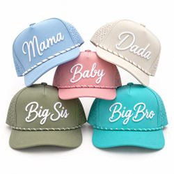 Custom baby hats, Embroidery matching adults