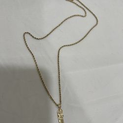 Authentic 10K Gold Rope Chain with 14K Saint Jude Piece