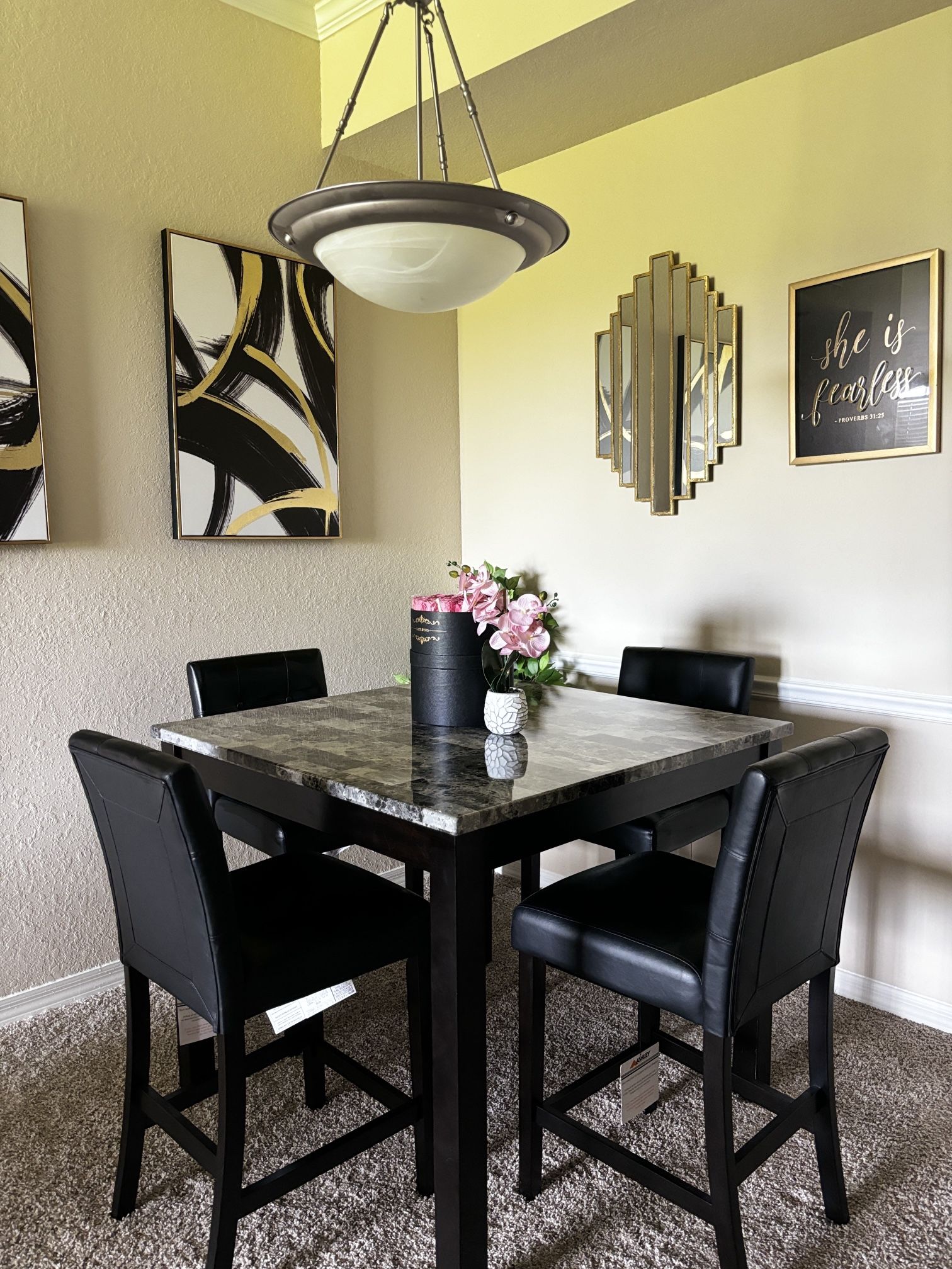 Dining Table Set with 4 Chairs (Tall)