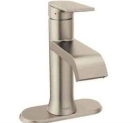 Moen Genta LX Single Handle Brushed Nickel Bathroom Faucet With 4" Deckplate