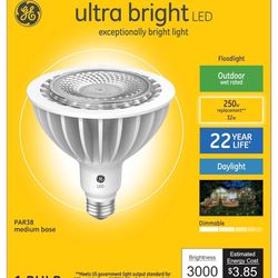 GE Ultra Bright LED Light Bulbs, 250 Watt, Daylight, PAR38 Floodlights