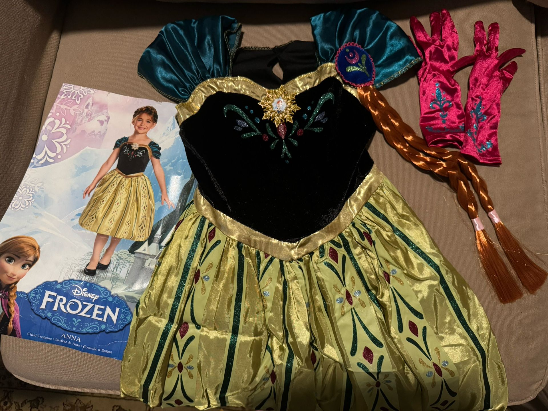 Disney Frozen Deluxe Anna - Child Halloween Costume Size 7-8. Perfect Condition!