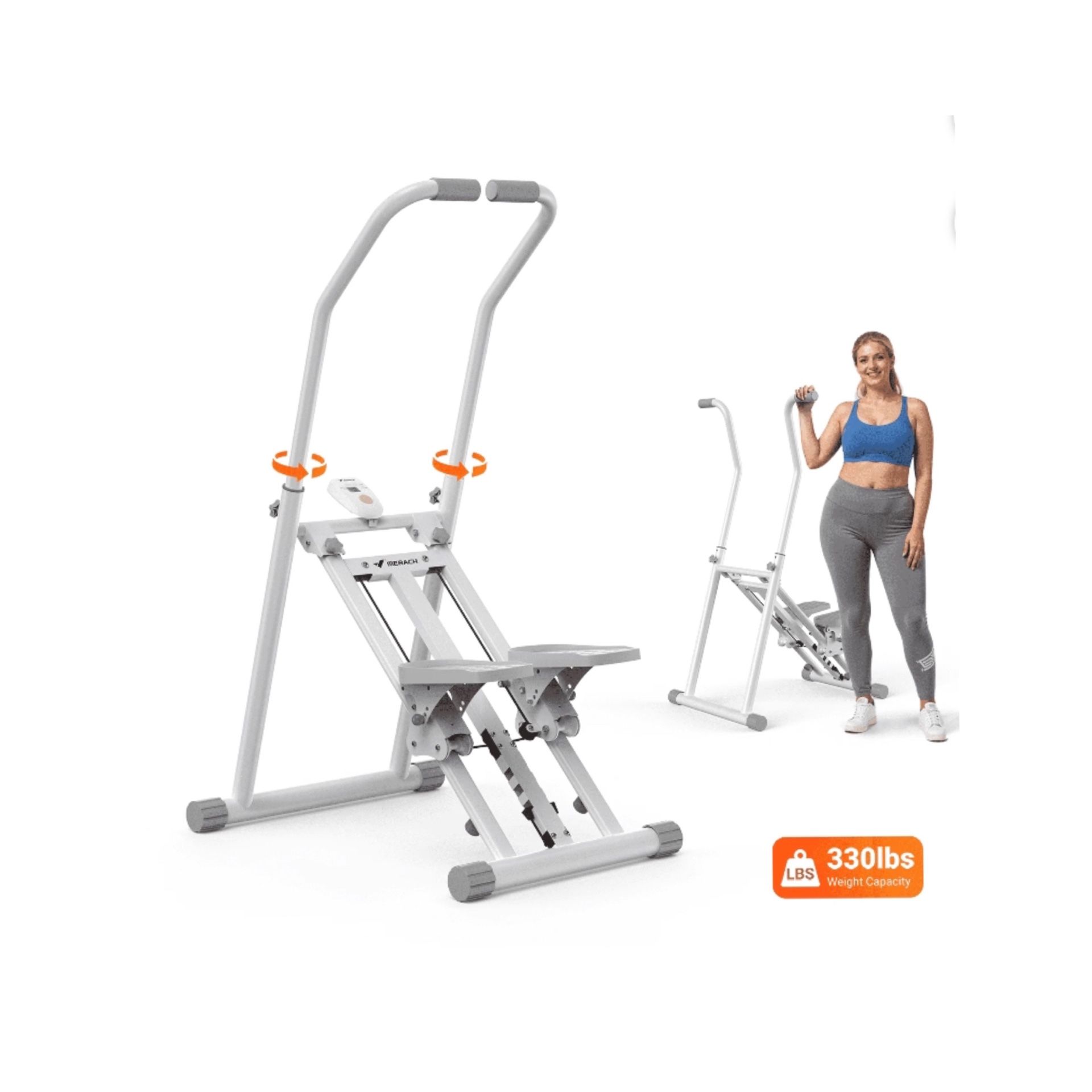 Stair Stepper Climber Exercise Machine Portable Foldable Workout - White gray
