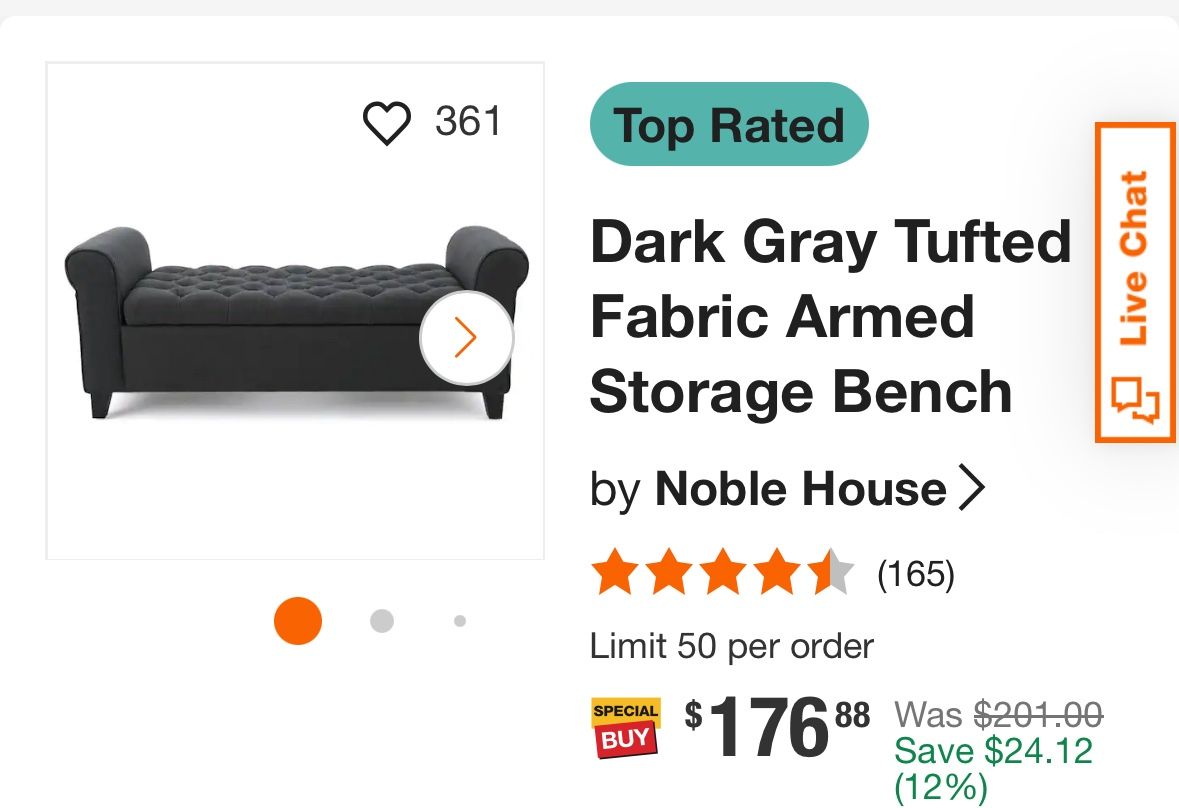 Dark Gray Storage Bench