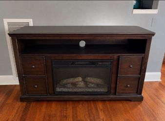 Electric Fireplace TV Stand / Media Console Dark Wood