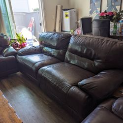 Recliner Leather Sofa Set 