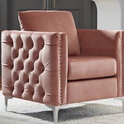 Blush Pink Velvet Accent Chair – Modern Glam 