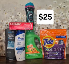 Gain Detergent, Tide Pods, Downy, Colgate, Dove Bodywash and Head And Shoulders Shampoo Bundle $25 Near Hosking And Akers #93313