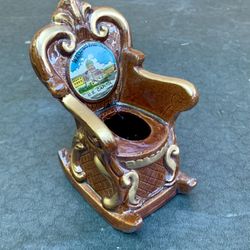 Vintage Ceramic Rocking Chair Pin Cushion Souvenir Washington DC Midcentury 