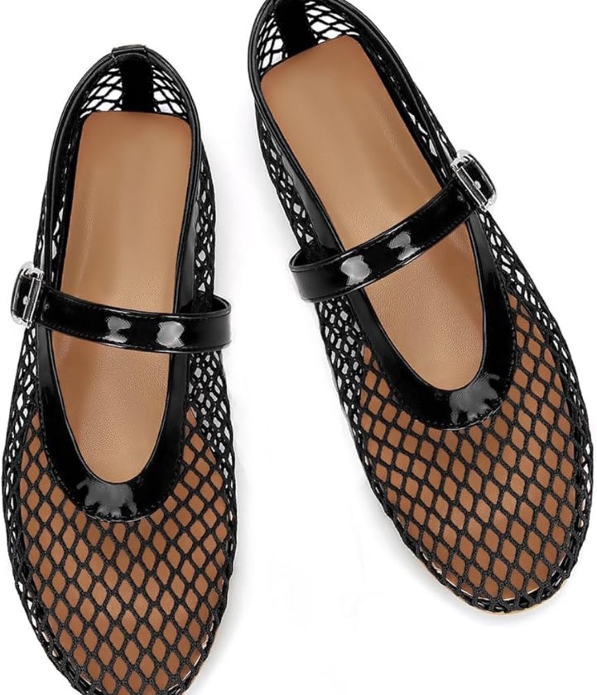 DOEYG - Black MESH BALLET FLATS W BUCKLE Size 6.5
