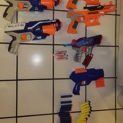 Nerf Guns And Bullets 6 Total