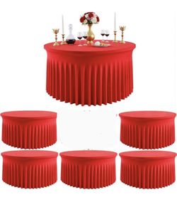 5 Pack Spandex Red Round Tablecloths for 60in Tables