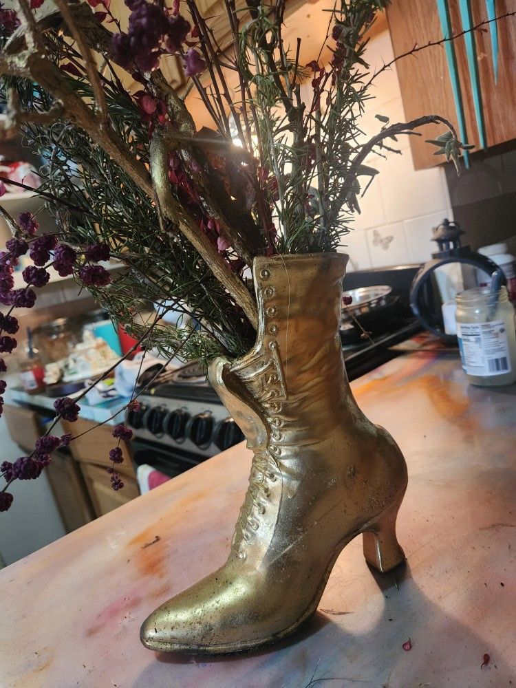 Vintage Women's Brass Boot Decor