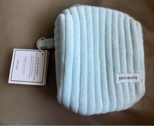 New Philosophy Blue Zippered Soft Cosmetic Make-up Toiletry Bag