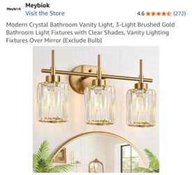 Brand New Meybiok 3-Light Brushed Gold Crystal Vanity Light