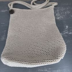 The Sak Crochet Medium Shoulder Hand Bag Purse Ivory Cream 