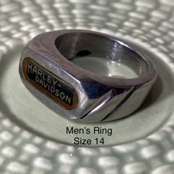 WOW! Men’s Size 14 Ring handcrafted with Harley Davidson label in resin in lieu of stone