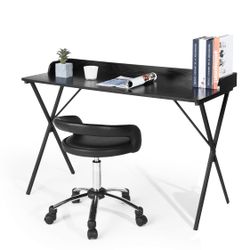 Homy Casa AVA 47.2” X-Shape Black Wood Home Office Desk