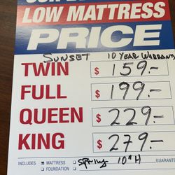 Full Size Sunset Mattress 