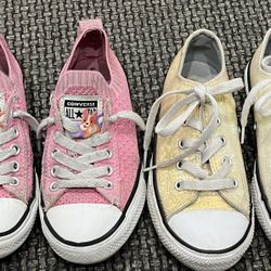 Lot Of 2 Converse Girls Sneaker Shoes Size 12